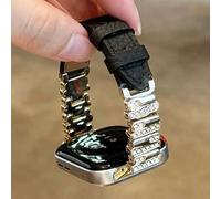 1 Stück Damen Schwarzes asymmetrisches Metallsplicing verziertes Eidechsenleder Armband, kompatibel mit Huawei Fit4/Fit 4 Pro, Fit3/Fit2 Armband