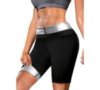 1 Stück Damen Schwitzshorts, Silberfilm Taille & Bein gezieltes Schwitzen Hose, hohe Elastizität formende Fitness Body Shaper Shorts, Taille & Bein in