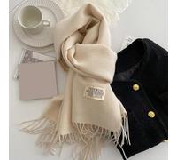 1 Stück Damen Winter Schal, beiger Kunstkaschmir Schal dick und warm in einfarbig, doppelseitig mit Quasten, Outdoor Umhang Accessoire