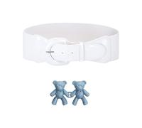 1 Stück Damengürtel mit 1 Paar Taillen-Straffungsschnallen, breiter Retro-Gürtel, Damen-Kleidergürtel, verstellbarer Mode-Kleidergürtel, breiter elastischer Damengürtel, breiter Ledergürtel (weiß)