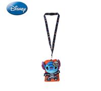 1 Stück Disney Stitch Halloween Plüsch-Schlüsselband Kartenhalter Offiziell lizenziert Gruseliges Skelett Spinnennetz-Thema Filme Anime Zubehör Weiche Plüsch-ID-Hülle Geschenk für Handy