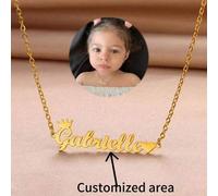 1 Stück eine personalisierte Edelstahl-Kronen-Namenskette, personalisierter, stilvoller, eleganter, multifunktionaler Privat-Anhänger-Kette für Mädche