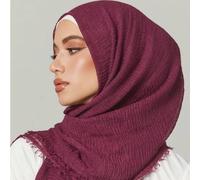 1 Stück einfarbiger, plissierter, grundlegender und klassischer Kopftuchschal aus weichem Material für Abaya, Frauenschleier