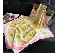 1 Stück Eleganter Retro Mode Zitronen Baum Muster leichter satin-ähnlicher quadratischer Faux-Seide Schal, bohemian vintage lässiger Damen Halstuch, S