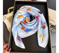 1 Stück Eleganter Retro Welpen/Hund Muster leichter Satin Quadratischer Faux Seide Schal, Bohemian Vintage Lässiger Damen Halstuch, Schal, Dünner & Be