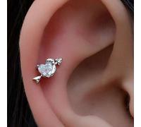 1 Stück exquisiter Amor-Herz 14K vergoldeter Mini-Ohrstecker mit flacher Rückseite, Knorpel-Helix-Conch-Ohrläppchen-Ohrschmuck, geeignet für empfindli