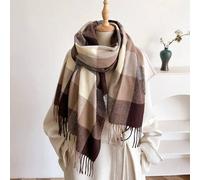 1 Stück Fall Winter Women's Elegant Vintage Multi Color Plaid Stripe Faux Cashmere Scarf Shawl, With Tassels, Unisex Winter Warm Thick Style Neck Scar