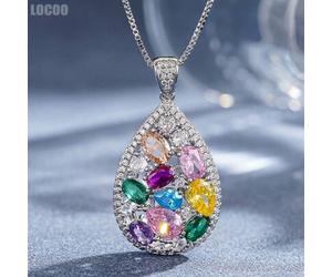 1 Stück faszinierend Anhänger Halskette mit kubischem Zirkonia Stein, geeignet für Frauen, ideal für Hochzeiten, Verlobungen, Jahrestags-Partys, Valen