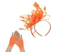 1 Stück Feder-Stirnband Und 1 Paar Netzhandschuhe, Hochzeitsaccessoires, Netz-Haar-Accessoires, Elegante Haar-Accessoires, Kleider-Accessoires, Geeignet Für Hochzeiten Und Partys