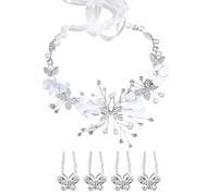 1 Stück Für Mädchenstirnband Und 4 Stücke Für Haarnadeln, Prinzessin -Kopfschmuck, Mädchen -Gemeinschaftszubehör, Schmetterlingsblumenstirnband, Mädchenpearl -Accessoires.