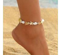 1 Stück Fußkette mit Sommerstrand, Meeresjuwel Seestern, handgefertigter bunter Perlen Fußschmuck, Mode Accessoire für täglichen Gebrauch, Strand Reis