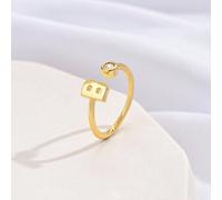 1 Stück Gold Anfangsbuchstabe Ring, modischer Mini-Einzelzirkonia 26 Englisch Buchstaben Glatte Buchstaben Ringe, Frauen Offener Finger Ringe, süßes &