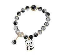 1 Stück handgefertigtes ethnisches süßes Panda-Armband mit schwarz-weißem Panda-Anhänger, Perlen und goldenem Abstandshalter, einzigartiger Modeschmuck für den täglichen Gebrauch oder als Geschenk