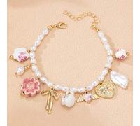 1 Stück handgemachtes keramisches Schleife & Herz Charm Armband, Perlenkette, Basic Design Anhänger Perlenarmband für Frauen (Farbe und Form können le