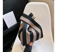 1 Stück handgewebte geknotete Tragetasche für Frauen, kariertes gestreiftes Muster, Polyester gewebte Handtasche