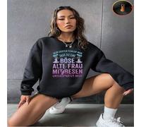 1 Stück Hexen-Lady Muster Damen Sweatshirt mit Rundhalsausschnitt "Dein erster Fehler war es, eine böse alte Frau mit einem Besen zu unterschätzen" Gr