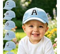 1 Stück himmelblauer verstellbarer Sonnenhut mit besticktem Buchstaben Baseball Kappe für Kleinkinder, weich atmungsaktiv, Sonnenschutz für Outdoor-Sp