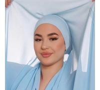 1 Stück Instant Hijab mit Magnetverschluss, 3-in-1 Design mit Jersey Strick Basis und Chiffon Schal, seidig weich, atmungsaktiv, geeignet für tägliche