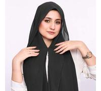 1 Stück Instant Hijab mit Magnetverschluss, Chiffon-Schal-Kombi mit Jersey-Strick-Unterkopfteil, 3-in-1 Instant-Kopftuch, seidig weicher, atmungsaktiv