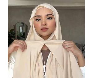 1 Stück Instant Hijab mit Magnetverschluss, Chiffon Schal Kombination mit Jersey Unterkappe, 3-in-1 Instant Kopftuch, seidig weicher atmungsaktiver Ch