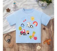 1 Stück Jungen Lässig Cartoon Kuh bedrucktes Rundhals Kurzarm T-Shirt, Mode für Frühling/Sommer