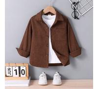 1 Stück Jungen Lässig Einfarbig Knopf vorne Cordjacke, Herbststil, Schulanfang, Frühling/Herbst, geeignet für den täglichen Gebrauch, Schule und ander
