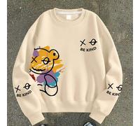 1 Stück Jungen "SEI FREUNDLICH" Text - Element Rundhals Sweatshirt, bequem, Frühling Herbst Spazierengehen personalisierter Stil
