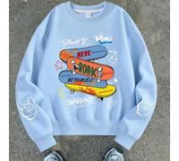 1 Stück Jungen Sweatshirt im Skateboard-Stil mit Street-Element-Muster, Rundhalsausschnitt, weich und bequem, Frühling Herbst Freizeitkleidung