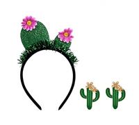 1 Stück Kaktus-Stirnband Und 1 Paar Ohrringe, Stirnband Mit Festlicher Atmosphäre Für Partys, Personalisierte, Kreative Und Interessante Accessoires, Geeignet Für Thematische Eventkleidung.