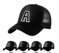 1 Stück Kinder Atmungsaktive Baseballkappe, A-Z Buchstaben Stickerei, Mädchen Mesh Verstellbarer Snapback Hut, Outdoor Lässig Kappe, Alter 3-14