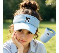 1 Stück Kinder gestrickte A-Z Buchstaben Sonnenhüte für Jungen und Mädchen, verstellbarer Schirm, UV-Schutz, leerer einfarbiger Sport, Tennis, Golf, L