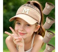 1 Stück Kinder gestrickte A-Z Buchstaben Sonnenhüte für Jungen und Mädchen, verstellbarer Schirm, UV-Schutz, leerer einfarbiger Sport, Tennis, Golf, L