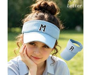 1 Stück Kinder gestrickte A-Z Buchstaben Sonnenhüte für Jungen und Mädchen, verstellbarer Schirm, UV-Schutz, leerer einfarbiger Sport, Tennis, Golf, L