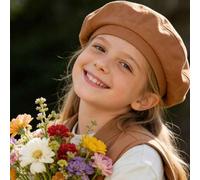 1 Stück Kinder Mädchen einfarbige Fischgrätmuster Flache Barets Elastische Hüte Süße Accessoires Mode Kinder Kappen Tägliche Lässig Kappe