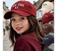 1 Stück Kinder New York Baseball Kappe, verstellbarer Riemen, minimalistischer gewaschener Vintage Sonnenhut für Outdoor, Lässig Kappe, geeignet für J