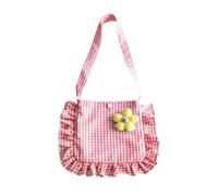 1 Stück Kindertasche, Blumen-Umhängetasche, Kinder-Umhängetasche, karierte Tasche, Handtasche mit großem Fassungsvermögen, geeignet für den täglichen Einkauf, Geschenke