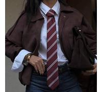 1 Stück klassische gestreifte JK Uniform Krawatte für Frauen, geeignet für Schüler und Teenager, kariertes Muster, Kostümparty Accessoire