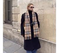1 Stück klassischer gestreifter karierter Strickschal für Paar, vielseitiger Schal mit Quasten für Herbst/Winter, atmosphärischer warmer Nackenwärmer,