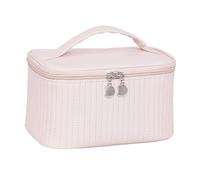 1 Stück Kosmetiktasche, wasserdichte und schimmelresistente Tragetasche, Artikel-Aufbewahrungstasche, tragbare Kosmetiktasche, tragbare Clamshell-Tasche, Kosmetikbox, Kosmetiktasche mit Fächern (Rosa)