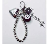 1 Stück kreatives schwarz-weißes minimalistisches Taschenzubehör - modischer schwarzer 8-Ball Taschenanhänger, Würfel Schlüsselanhänger, Metallperlen