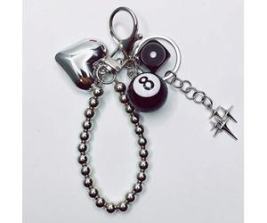 1 Stück kreatives schwarz-weißes minimalistisches Taschenzubehör - modischer schwarzer 8-Ball Taschenanhänger, Würfel Schlüsselanhänger, Metallperlen