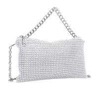 1 Stück Kristall-Silber-Abend-Clutch, Damen-Silber-Handtasche, Damen-Silber-Geldbörse, Handheld-Tasche, Strass-Geldbörse mit abnehmbarer Kette, geeignet für Partys, Hochzeiten und andere Anlässe