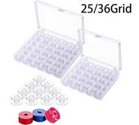 1 Stück Kunststoff Nähmaschinen Spulenaufbewahrungsbox, Nähmaschinen Garnrollenfach, klare Kunststoff Organizer Box, 25/36 Spulenplätze leere Spulenau