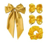 1 stück lange Streamer-Haarnadel, mit 1 Stück Haarring und 2 Haarnadel mit Band, Haarschmuck mit Schleife, einfarbige französische Haarnadel, einfache und vielseitige Haarnadel (gelb)