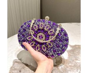 1 Stück lila glitzernde Luxus-Strass-Verzierung Clutch Handtasche, kleine Abendtasche, elegante Geldbörse für Frauen zu formellen Anlässen, Hochzeit,