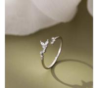 1 Stück Luxuriöser & eleganter Mori Stil zarter Schmetterling & Würfel Design Ring aus Kubikzirkonia