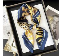 1 Stück Luxus Marke Leoparden Muster Schal, Damen Faux Seide Quadratischer Schal, Lässiger vielseitiger dekorativer Halstuch, passend zu Kleidern