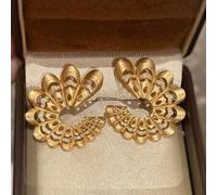 1 Stück Luxus Vintage Textur Strass Pfauenfeder Ohrringe, schicke Mode elegante Vintage Ohrringe geeignet für Damen Alltag, Party, Festtags-Outfit, Ge