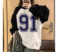 1 Stück Mädchen Farbblock Raglanärmel Nummer Sweatshirt, weiches Material, sportlich-lässiger Mehrsaison-Stil