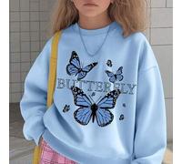 1 Stück Mädchen Schmetterling - Element Rundhals Sweatshirt, bequem, für Frühling & Herbst Outdoor Aktivitäten & personalisierter Stil